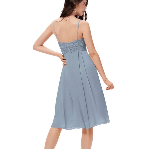 JJs House A-Line V-neck Knee-Length Chiffon Lace Bridesmaid Dress Size 8 NWT - Picture 3 of 11